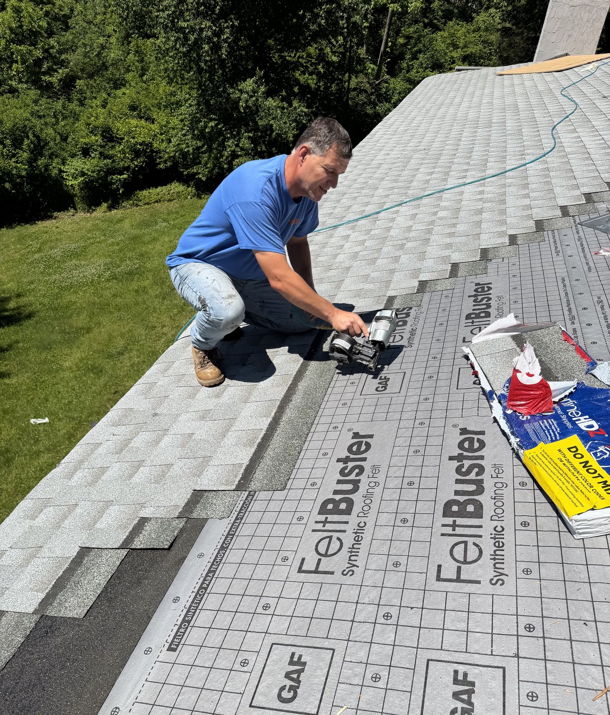 Sammy installing GAF roofing in Mendham NJ